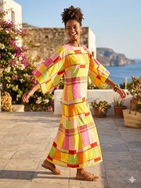 Frances Valentine Spinnaker Maxi Dress Medium Dopamine Chic Maximalist Designer